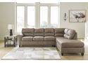 3 Seater Pull Out Queen Size Faux Leather L-Shaped Sofa Bed with Chaise in Brown - Nankin